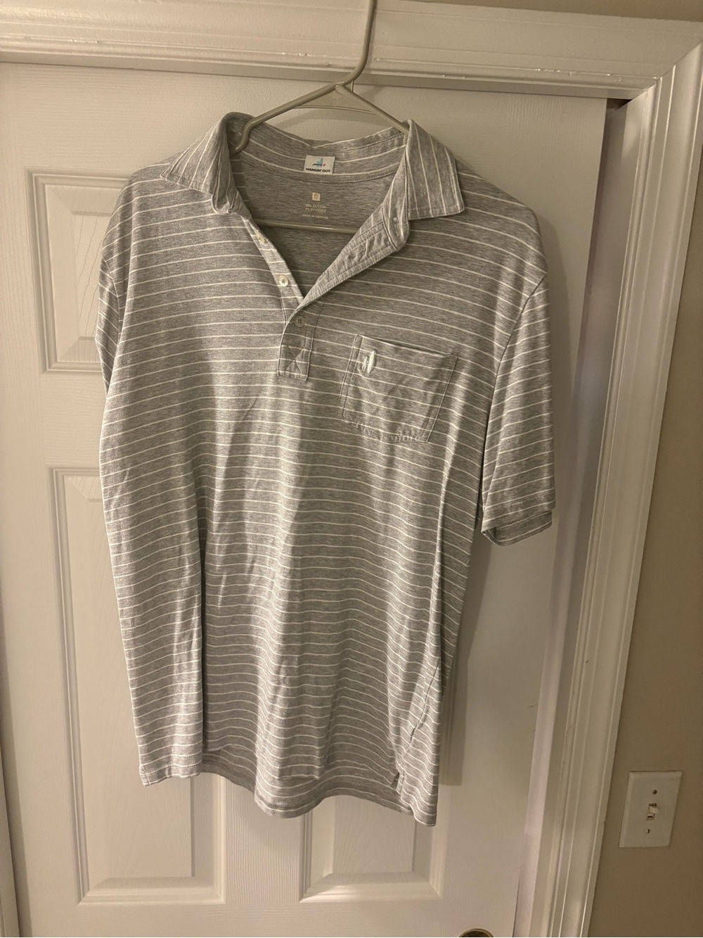 johnnie-O Light Gray Striped Polo Shirt